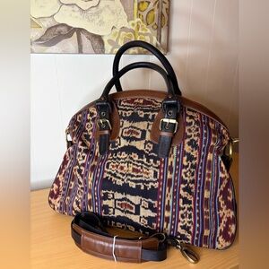 Ikat Patterned Handbag with Shoulder Strap